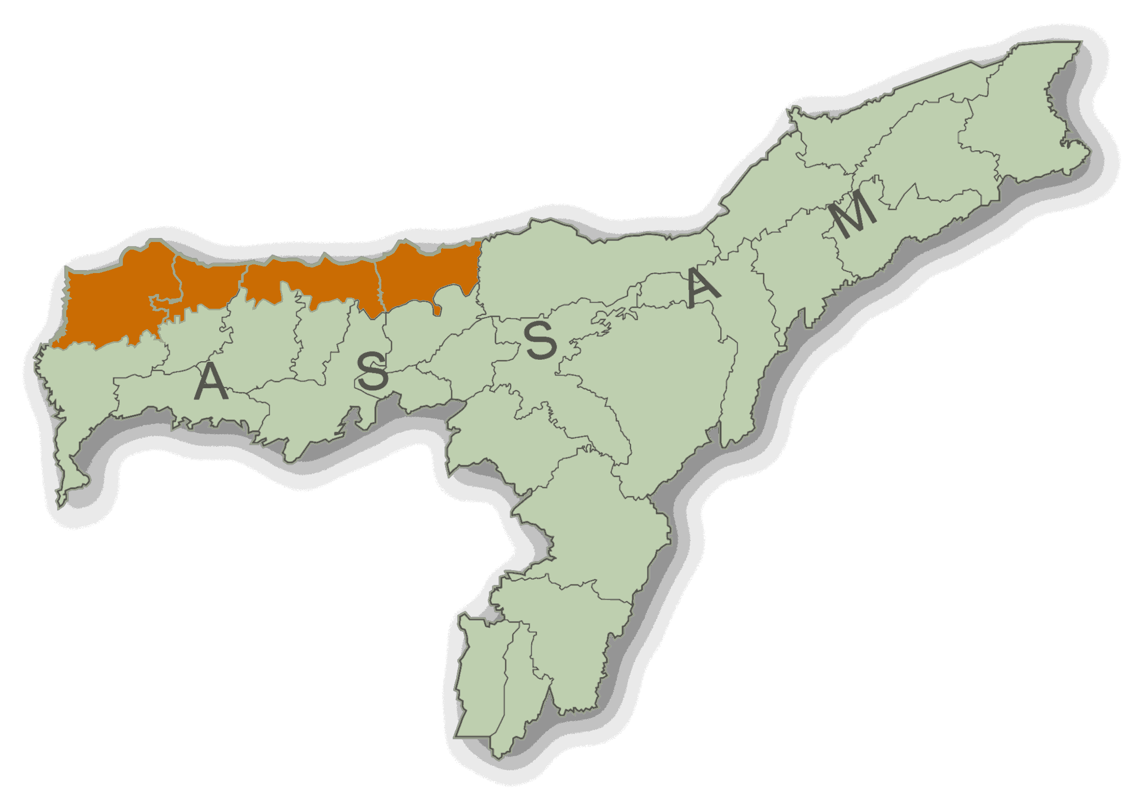 Assam Map showing Bodoland